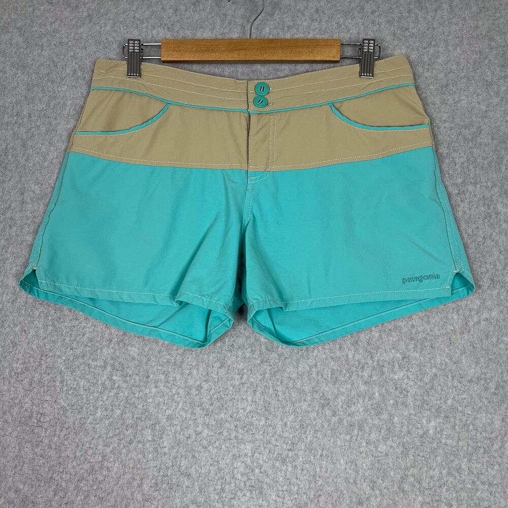 Patagonia El Cap Khaki Colorblock Stretch Wavefarer Shorts Size 8